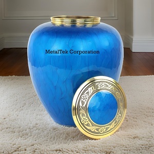 Manteau en émail bleu français urnes funéraires en métal en aluminium et souvenir Style adulte restes humains cendres funéraires incinérées urne et pot en métal - Product Image 4