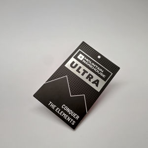 Timbre à chaud feuille d'argent étiquette volante noire étiquette de balançoire en papier Cert recyclé pour la conception de la mode tache UV marque de carte d'affichage brillante - Product Image 3