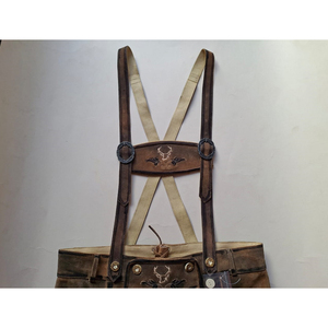 Lederhosen bavarois traditionnel pour hommes Style américain Nouveau Design Allemand Trachten Pantalon court Bouton Décoration XS 6XL Tailles Solide - Product Image 4