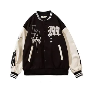 OEM Manufacturers Letterman Streetwear Men Baseball Jackets Casual Knitted Jersey Fleece Chenille Embroidery - Product Image 4