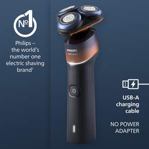 Rasoir électrique orange pour usage humide et sec avec triple lame, charge rapide, étanche IPX7, rasoir rotatif de remplacement lavable - Product Image 3