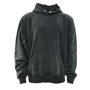 Sudadera con Capucha para Hombre, 100% Algodón, Talla Grande, 400 g/m², Lavado Ácido, Técnicas de Bordado, Teñido Liso, Estilo Oversize - Product Image 1
