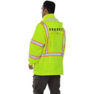 Veste de sécurité réfléchissante personnalisée de haute qualité pour les travailleurs du bâtiment, conforme à la norme ANSI Classe 1 et EN ISO 20471 Classe 2, avec éclairage LED clignotant - Product Image 4