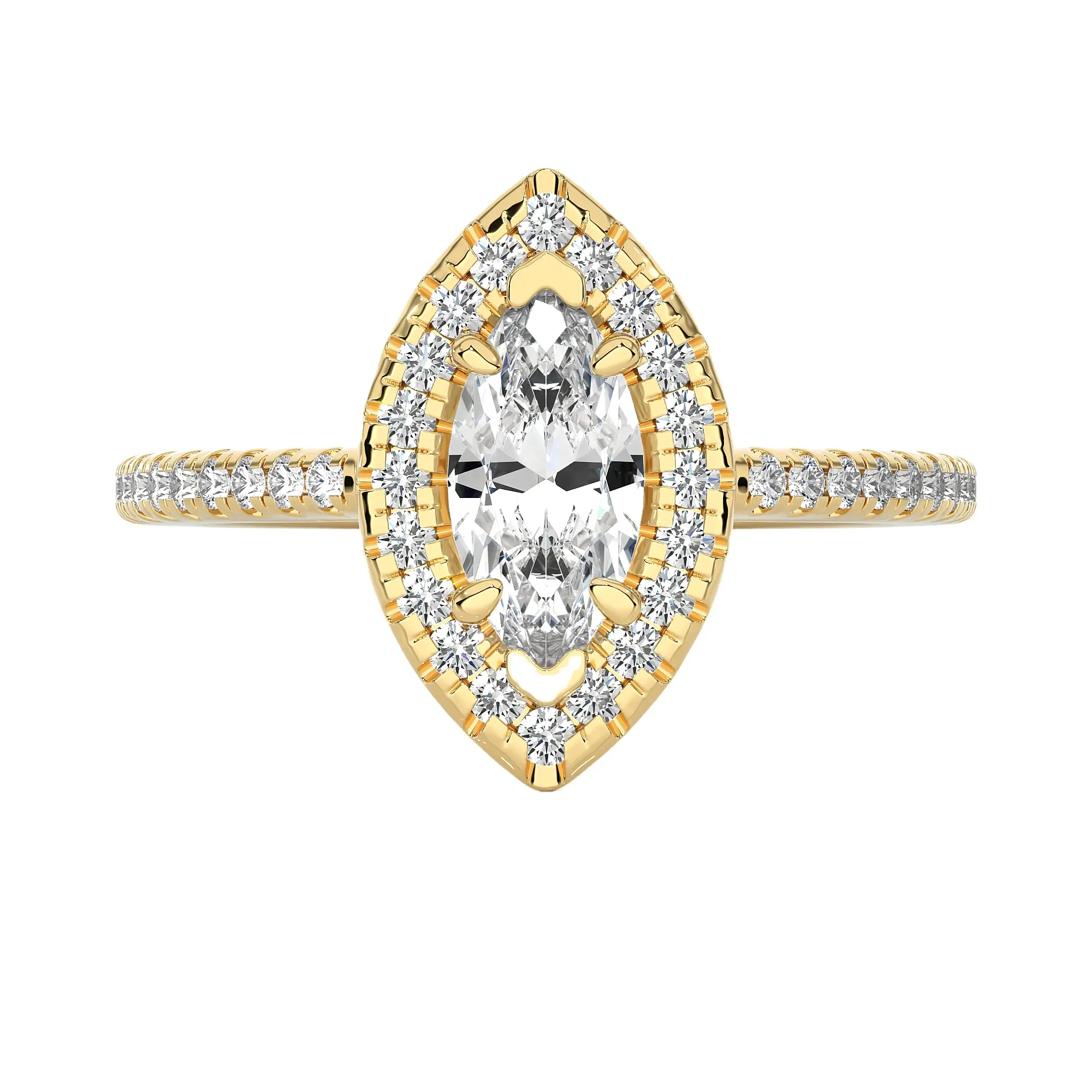 Marquise Shape Halo Style Lab Grown Diamond Ring with Side Ascents in 14k gold Jewelry For Gifts