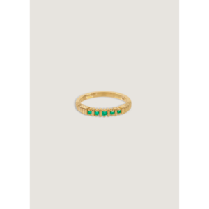 Anillo Solis de Esmeralda con Diseño Acanalado, Chapado en Oro de 18K, Estilo Solitario Eternity, Anillo de Compromiso - Product Image 1
