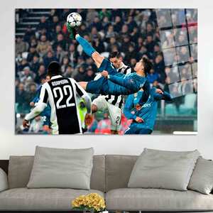 Tableau sur toile Cristiano Ronaldo : Affiche de football imprimée, Art sur verre trempé - Product Image 1