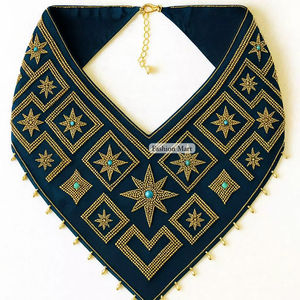 ผ้าโพกศีรษะปักลูกปัดสีทองสำหรับช่างฝีมือชาวอินเดียอุปกรณ์กำมะหยี่ทำมือแบบดั้งเดิม - Product Image 1