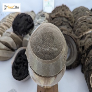 100% Premium indien cheveux humains toupet pour hommes SFL peau main attachée trame disponible en vagues naturelles Styles droits Stock en gros - Product Image 3