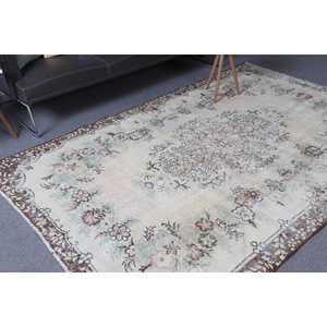 พรมขนาด 5.6x8.8 ฟุต, พรมตุรกี, พรมลายพรางสีน้ำตาลวินเทจทำจากขนสัตว์ - Product Image 1