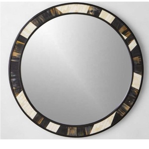 Handmade Decorative Wall Round Pattern Horn Mirror <b>Frame</b> Unique Pattern Mirror <b>Frame</b> Decor for Living Room and Bedroom Decor - Product Image 5