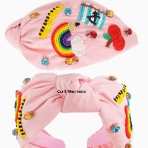 ที่คาดผมไข่มุกทำมือสไตล์วินเทจเรียบง่ายสำหรับผู้หญิงและผู้ชาย งานฝีมือประดับลูกปัดจากอินเดีย ขนาด 53 ซม. เหมาะสำหรับงานปาร์ตี้และวันเกิด - Product Image 3