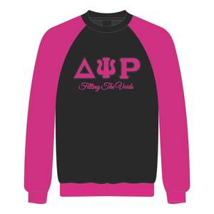 Delta Psi Rho Sorority Raglan manica girocollo felpa in cotone nero Poly imbottitura i vuoti maglia stile greco abbigliamento Casual - Product Image 2