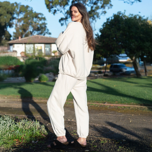 <b>Women</b> Neutral Oversized French Terry Sweatshirt 100% Luxury Organic Cotton Pre Shrunk GOTS Certified Premium Soft Relaxed Fit - Product Image 6