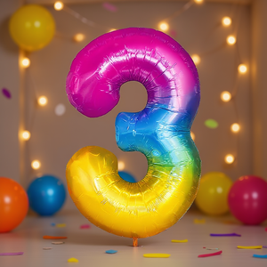 Palloncino Foil Numero 3 Multicolore 80cm per Feste, Riempibile con Elio, Decorazione per Feste - Product Image 3