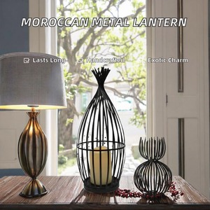 ตะกร้าใส่เทียนลวดเหล็กเคลือบสีดำ ตกแต่งบ้านหลายระดับ พร้อมที่ใส่เทียนทีไลท์ - Product Image 6