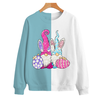 Sweat-shirt décontracté à col rond côtelé rose, personnalisé en gros, pour l'hiver et Pâques, à manches longues, écologique, pour la saison hivernale