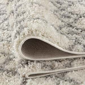 Moroccan Ivory <b>Grey</b> Shaggy <b>Rug</b> 1000 Machine Made Flat Weave for Living Room Bedroom Hallway - Product Image 3