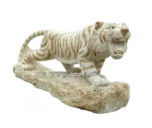 Estatua de tigre de tamaño real personalizada, estatuas de jardín de tigre de piedra tallada a mano, estatuas de tigre para el hogar