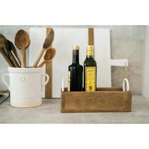 Plateau de rangement élégant en bois noir avec poignées en métal, design rectangulaire élégant, organisateur stylé pour la décoration de table à la maison - Product Image 3