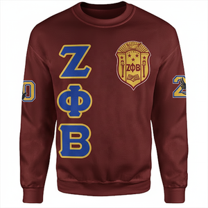 Sweat-shirt à manches longues en coton 100% de haute qualité, personnalisé, brodé, à col rond, avec les lettres grecques de la sororité Zeta Phi Beta - Product Image 3