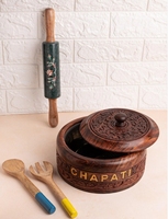 Boîte à chapati en bois de sheesham fabriquée à la main