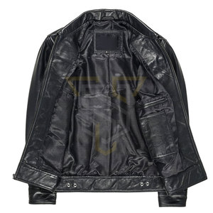 Veste en cuir pour homme, couleur unie, vente chaude, matériau durable, col rabattable - Product Image 6