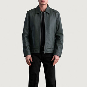 NIMBORO SPORTSWEAR <b>Men's</b> Genuine <b>Leather</b> Mandarin Collar Zip Front Regular Fit Quick Dry Breathable Anti-UV Eco-Friendly <b>Jacket</b> - Product Image 1
