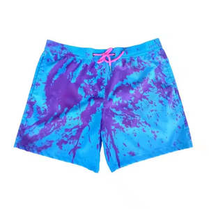 Shorts de bain en polyester à cordon de serrage avec logo personnalisé, réactifs à la chaleur, à changement de couleur thermoréactif, imprimé en maille - Product Image 6