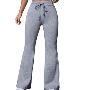 Pantalon large droit en tricot crayon uni avec cordon de serrage Baggy décontracté pantalon évasé empilé vente chaude pantalon femme pantalon de survêtement - Product Image 1