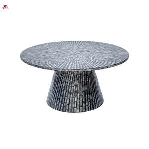 Mesa de Centro Hecha a Mano con Madreperla Natural, Mueble Elegante con Incrustaciones de Concha para Sala de Estar de Lujo - Product Image 1