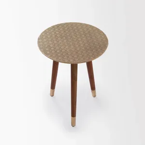 Mesa Auxiliar Metálica Elegante para el Hogar que Ofrece una Superficie Práctica para Lámparas, Libros, Plantas y Artículos Esenciales Diarios - Product Image 3