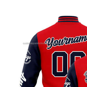 Chaqueta Varsity personalizada con cuello levantado de lana y cuero, bordado frontal de material, ropa de identidad con el logotipo del equipo de la Logo-MCACVJ-202 - Product Image 3