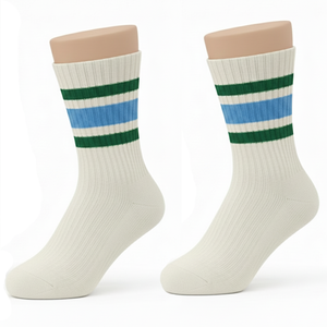 Chaussettes de sport rétro rayées personnalisables pour hommes, chaussettes tubulaires décontractées en coton, fabriquées en Turquie avec votre design - Product Image 1