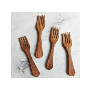 Couverts en bois fourchette cuillère ensemble vaisselle vaisselle 24 pièces couverts pour une utilisation à la main pour la couleur du bois naturel - Product Image 5