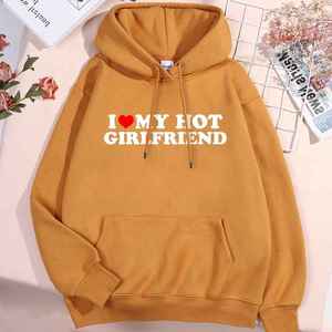 Drop Shoulder I Love Hot Girlfriend Print Hombres Mujeres Hoody Cute Crewneck Hoodies Casual Crewneck Pullover Hoodies - Product Image 4