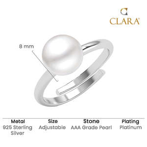 NOVAMART Fine Buy Premium 925 Sterling <b>Silver</b> AAA Grade Round Pearl <b>Rings</b> for <b>Women</b> <b>Wedding</b> Engagement Wholesale Export - Product Image 5