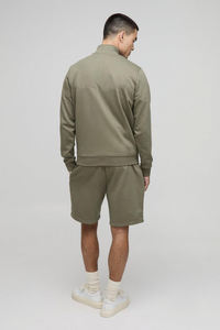 Khaki Green Half Zip <b>Sweatshirt</b> Unisex Oversized Cotton Fleece Quarter Zip Pullover Drop Shoulder Custom Logo Winter Hoodies - Product Image 2