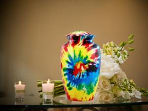 Tie Dye Urne Moderne Unique Tiedye pour Cendres Humaines Arc-en-ciel Funérailles et Mémorial pour Cendres Humaines 200 lbs avec Sac en Velours - Product Image 5