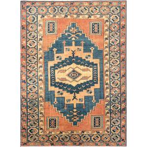 Tapis en laine noués à la main Nuray, motifs abstraits rectangulaires rouge-orange, pour la maison - pour le salon, la chambre à coucher, taille 9x12 - Pae-953 - Product Image 1
