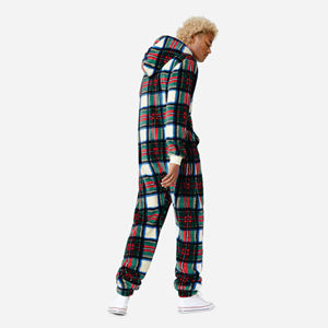 100% Polyester Soft & Stretchy Fleece Fabric Two Way Quality Zipper Unisex Checkered Red Puppy <b>Jumpsuit</b> cotton Breathable - Product Image 2