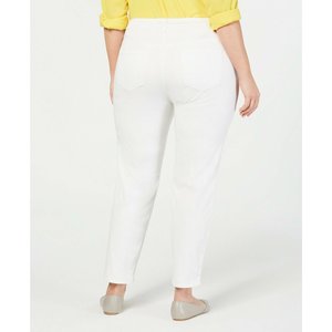 Charter Club Women's Plus Size 14W Mid Rise <b>Skinny</b> <b>Jeans</b> <b>White</b> Casual Flare Pants with <b>Ripped</b> Embroidered Printed Decorations XL - Product Image 3