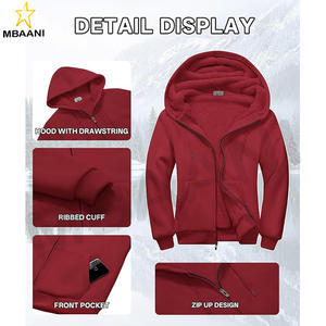 Men Hoodies Zip Up <b>Sherpa</b> <b>Lined</b> Sweatshirts Heavyweight Thick Warm Fleece Winter Jacket. - Product Image 4