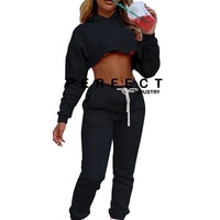 Ensembles décontractés pour femmes été, printemps, hiver, vêtements pour femmes, crop top, sweat-shirt, jogging, ensemble 2 pièces en coton éponge, tenues pour femmes