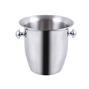 Seau à vin en acier inoxydable avec bouton Support de table Seau à champagne Refroidisseur de vin avec support pour forme ronde - Product Image 1