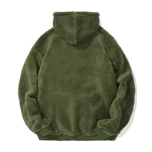 Sudadera con capucha de lana de peluche para hombre, sudaderas gruesas de poliéster Sherpa para exteriores, ropa de invierno hecha en fábrica - Product Image 5