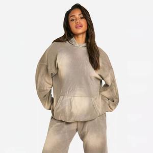 Chándal Vintage Sunfade con Cremallera y Lavado Ácido, Conjunto de Sudadera con Capucha Recortada de Peso Pesado, Top Corto de Fitness para Mujer, Ropa de Gimnasio de Alto Impacto - Product Image 4