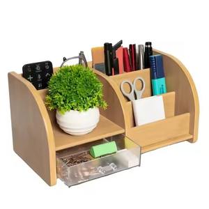 Wooden Table Stationery Organiser Handcrafted <b>Multi</b> storage Box Table Organizer for Home <b>Pen</b> Stand Desk Organizer - Product Image 3