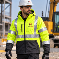 Veste de travail de sécurité en coton imperméable réfléchissant haute visibilité, à capuche, softshell, uniforme, logo personnalisé OEM, fusion sans couture