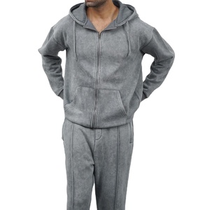 Ensemble de survêtement d'hiver à logo personnalisé pour hommes, solide, sweat à capuche zippé, pantalon de survêtement décontracté de style vintage, nouvel arrivage - Product Image 4