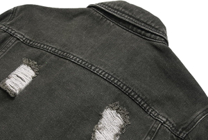 Veste en jean décontractée d'hiver pour homme, col montant, coupe-vent, haut de fitness, devant uni, nouveau tissu tendance, veste d'hiver - Product Image 6